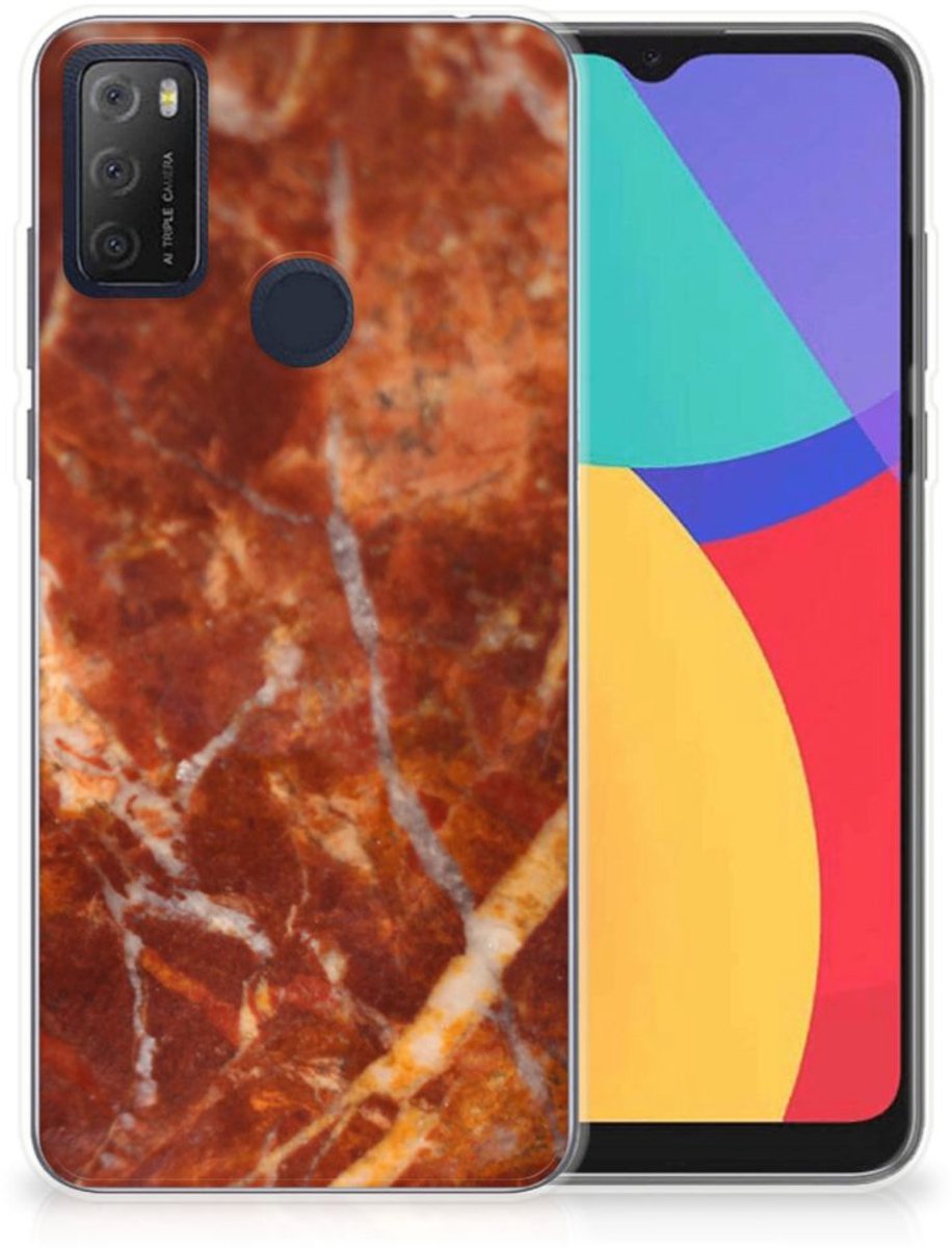 Alcatel 1S (2021) TPU Siliconen Hoesje Marmer Bruin
