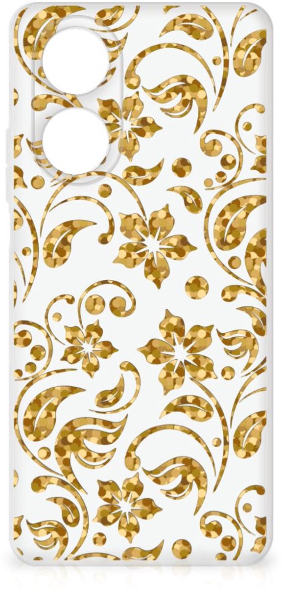 OPPO A58 4G TPU Case Gouden Bloemen