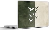 Sticker pour ordinateur portable - 17,3 pouces - Japandi - Vogel - Vert - 40x30cm - Autocollants pour ordinateur portable - Skin pour ordinateur portable - Housse