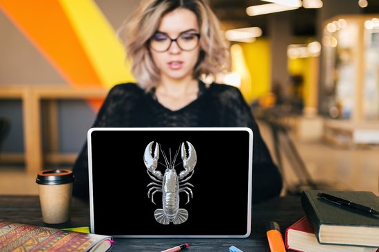 Laptop sticker - 10.1 inch - Kreeft - Zilver - Metallic - Luxe - 25x18cm - Laptopstickers - Laptop skin - Cover