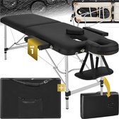 tectake® Aluminium Massagetafel - 2 Zones, 4 cm Matras - Opvouwbare Massagetafel, In Hoogte Verstelbaar - Draagbare Massagetafel Inclusief Accessoires, Hoofdsteun, Armleuning en Draagtas - Zwart