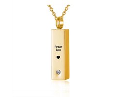 Luxe Ashanger | Met Ketting En Gravering | Forever Love | Assieraad | Goud | As Ketting | Gedenksieraad | Urn | Incl. As vuller