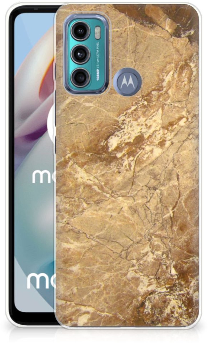 Motorola Moto G60 TPU Siliconen Hoesje Marmer Creme
