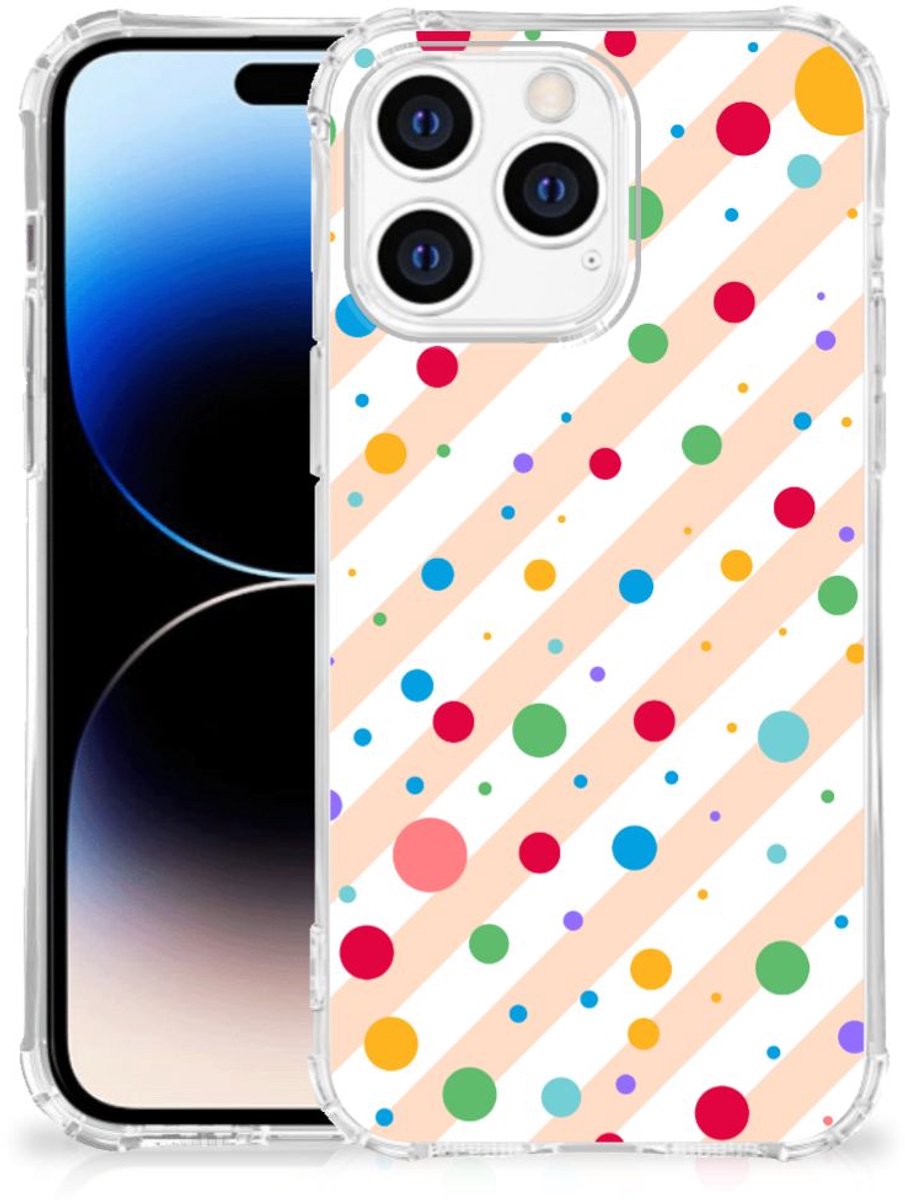 Apple iPhone 14 Pro Max Doorzichtige Silicone Hoesje Dots