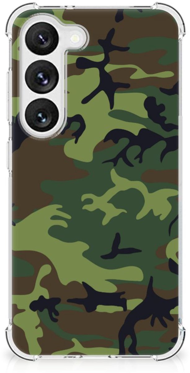 Samsung Galaxy S23 Doorzichtige Silicone Hoesje Army Dark