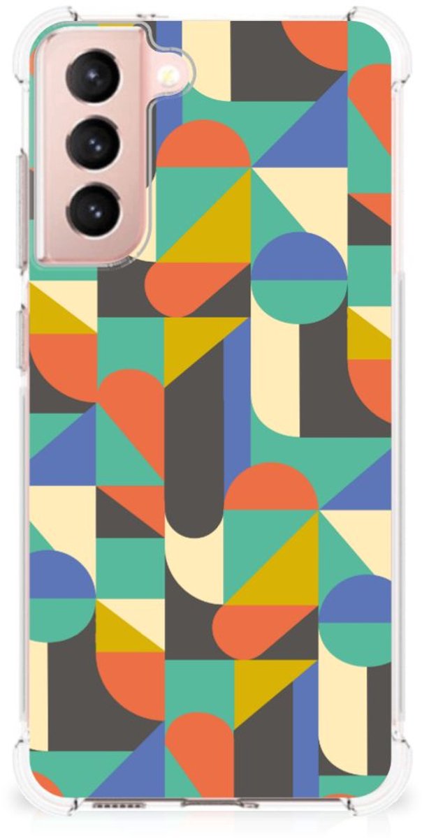 Samsung Galaxy S21 FE Doorzichtige Silicone Hoesje Funky Retro
