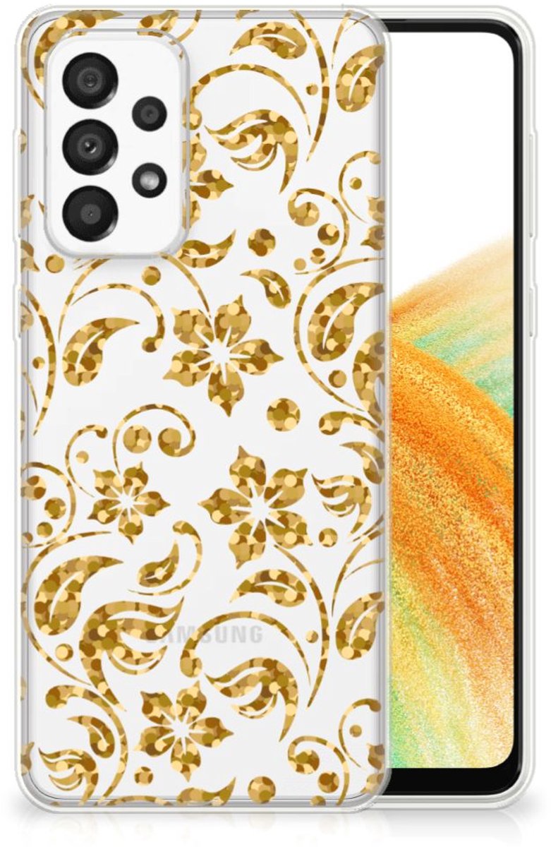 Samsung Galaxy A33 5G TPU Case Gouden Bloemen