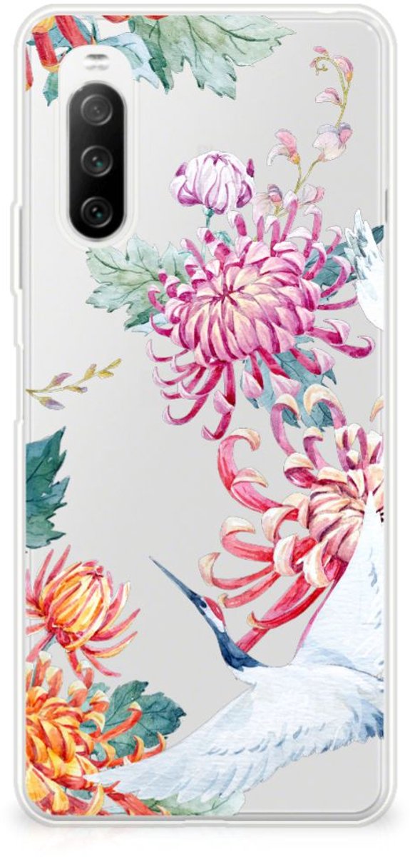 Sony Xperia 10 III TPU Hoesje Bird Flowers