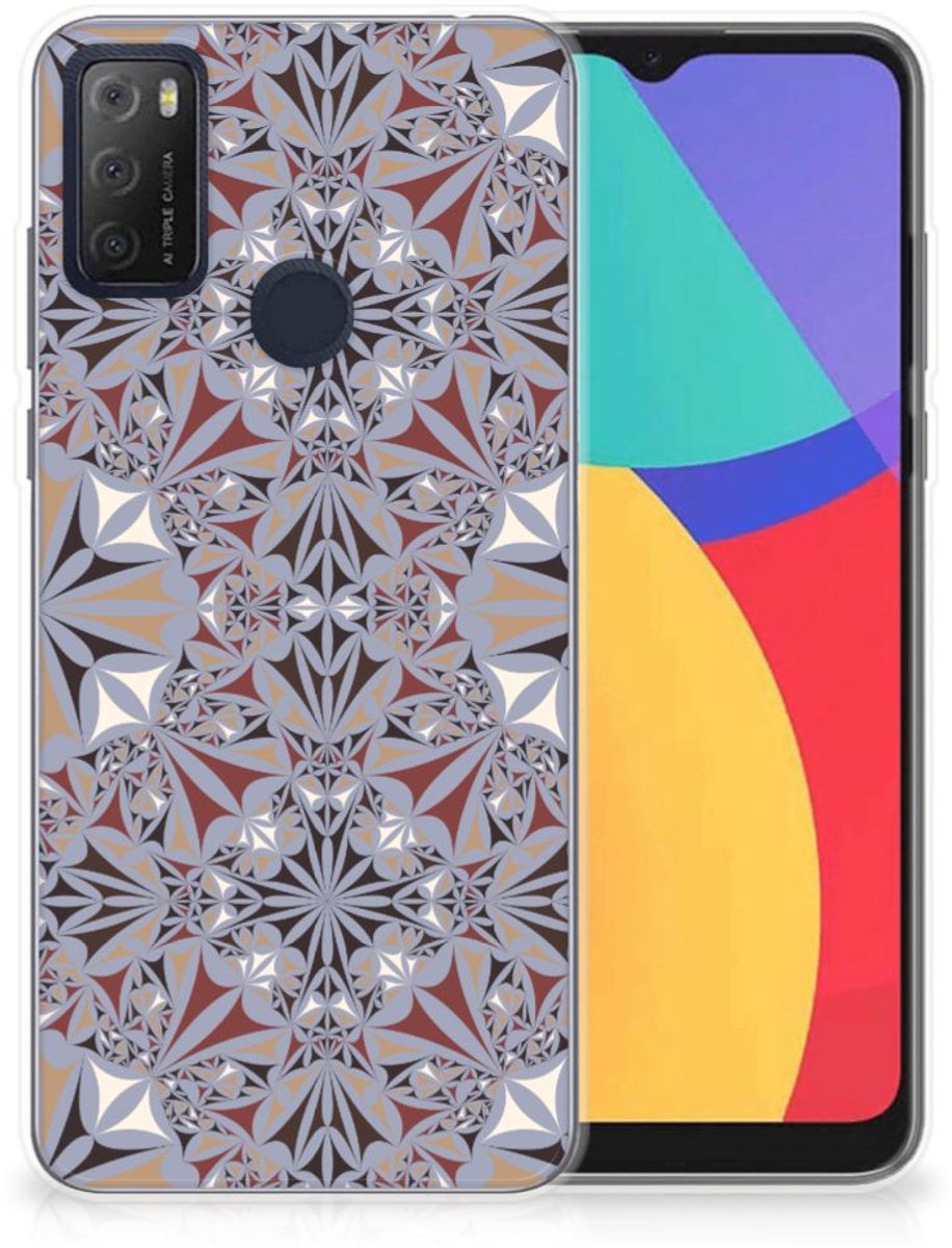 Alcatel 1S (2021) TPU Siliconen Hoesje Flower Tiles