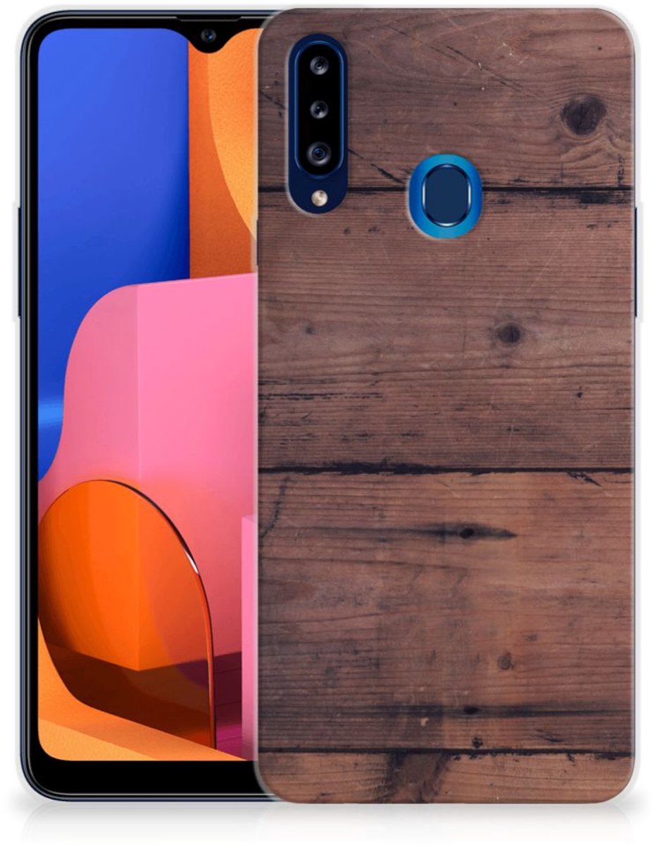 Samsung Galaxy A20s Bumper Hoesje Old Wood