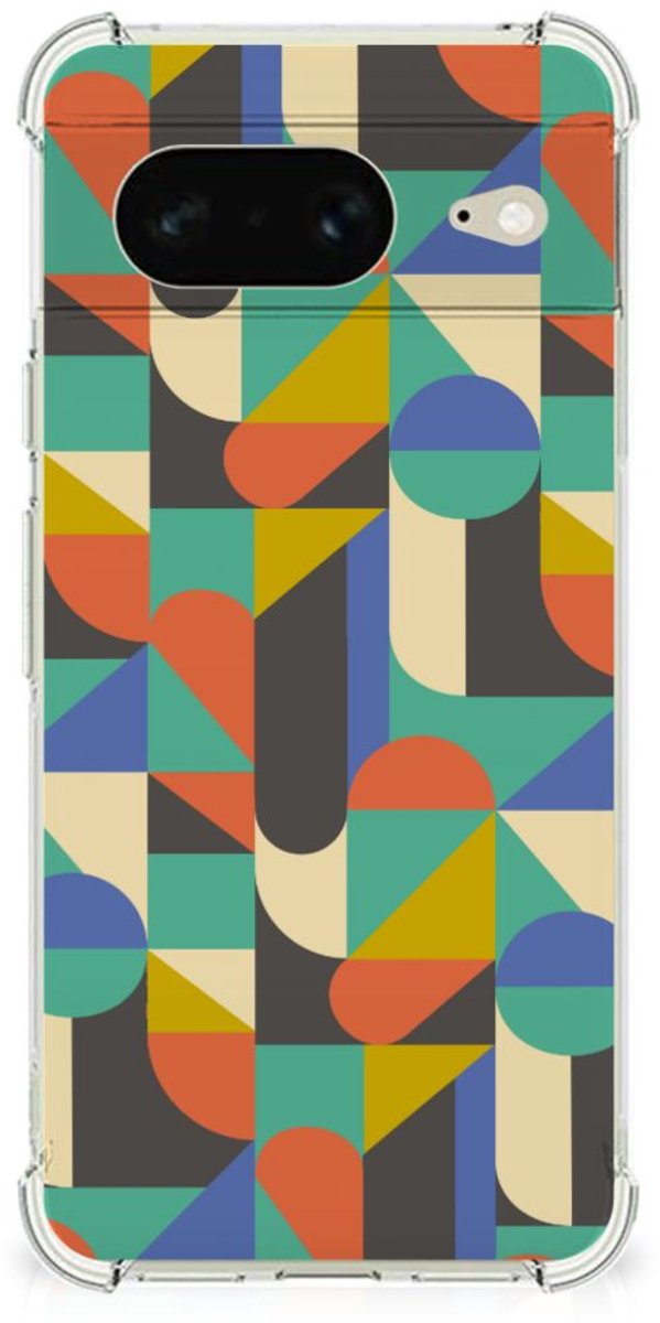 Google Pixel 8 Doorzichtige Silicone Hoesje Funky Retro