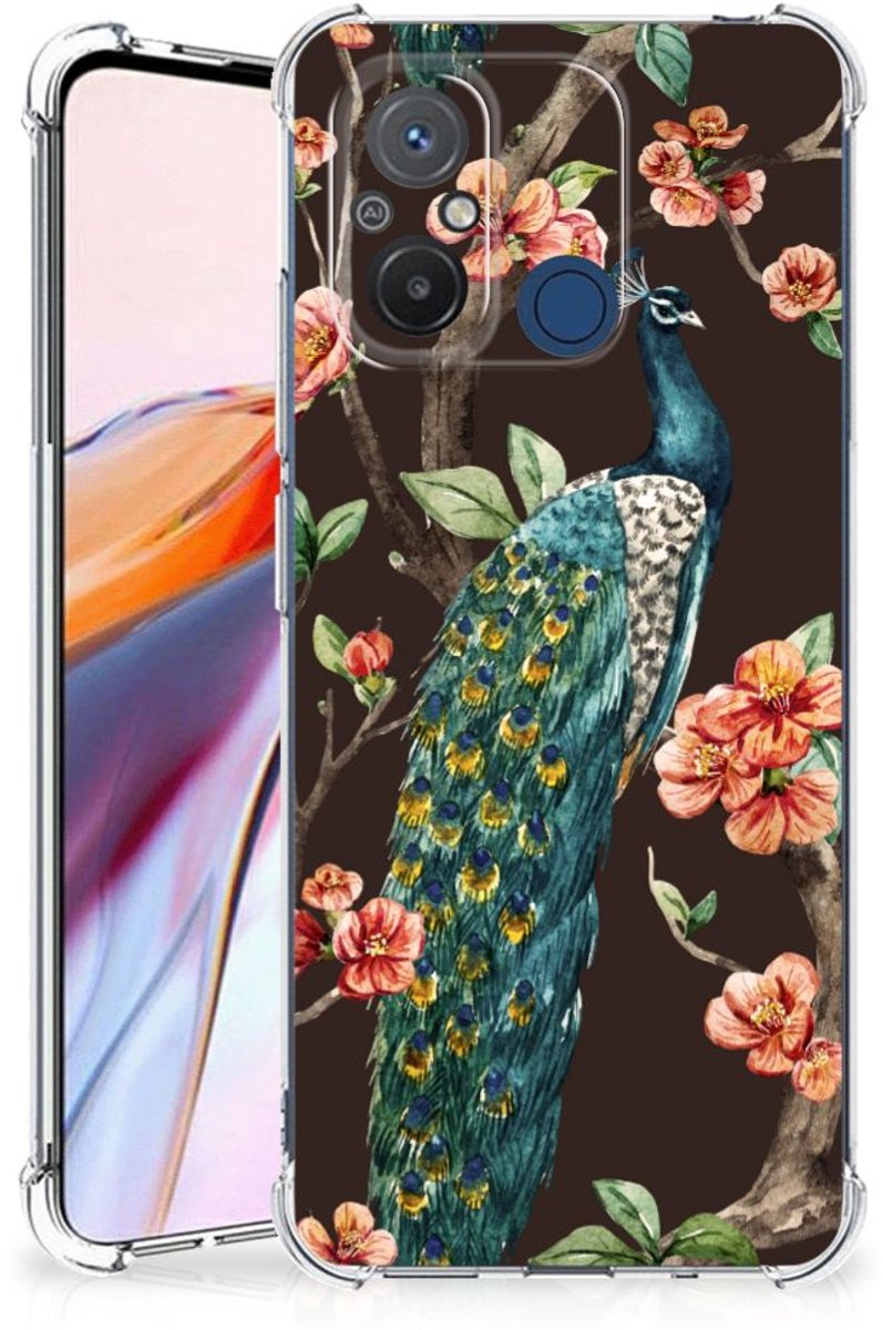 Xiaomi Redmi 12C Case Anti-shock Pauw met Bloemen