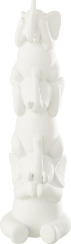 Witte decoratieolifant in een piramidevorm, van polyresin.