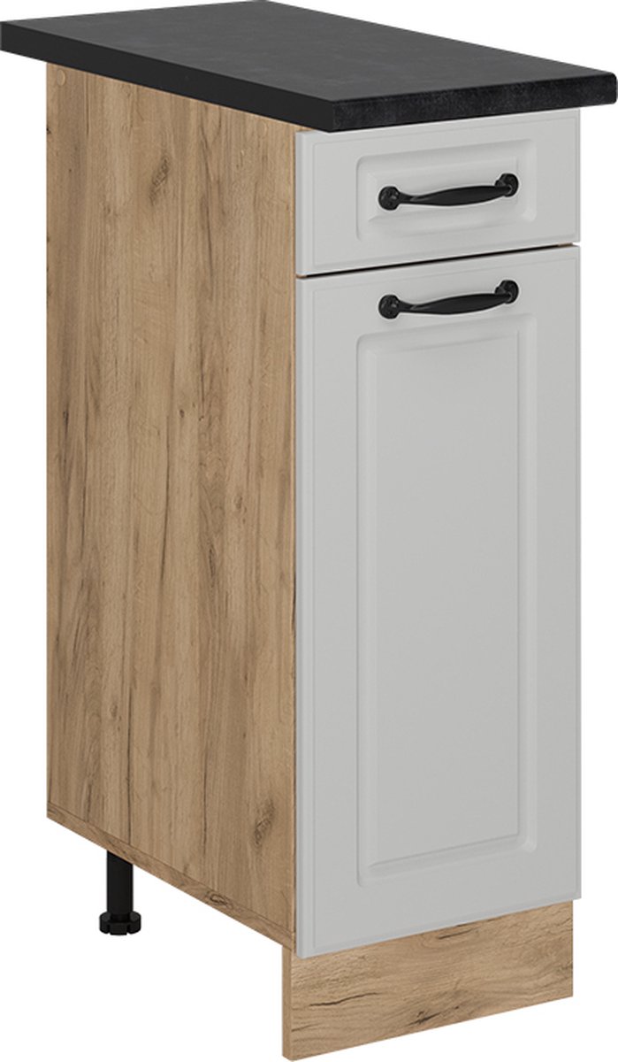 Vicco R-Line Keukenonderkast – 30 cm, WB Antraciet Wit Landhuis Wit landelijk/Goudkleurig Eiken
