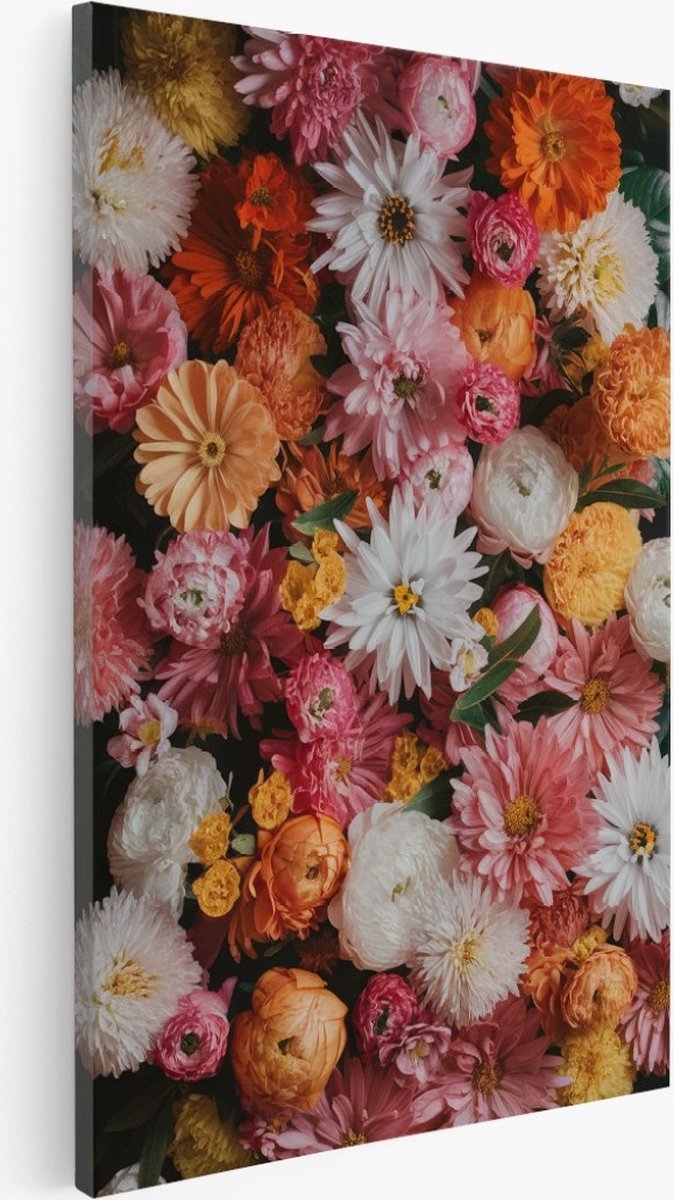 Saammp Canvas Schilderij - Bloemenexplosie - 30x40 - Foto op canvas - Wanddecoratie - Muurdecoratie Woonkamer - Kantoor Decoratie Multicolor