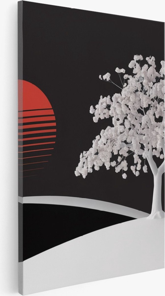 Saammp Canvas Schilderij - Zwart-Wit - Landschap - Zon - Landschap - Natuur - 30x40 - Foto op canvas - Wanddecoratie - Muurdecoratie Woonkamer - Slaapkamer decoratie - Canvas Print Multicolor