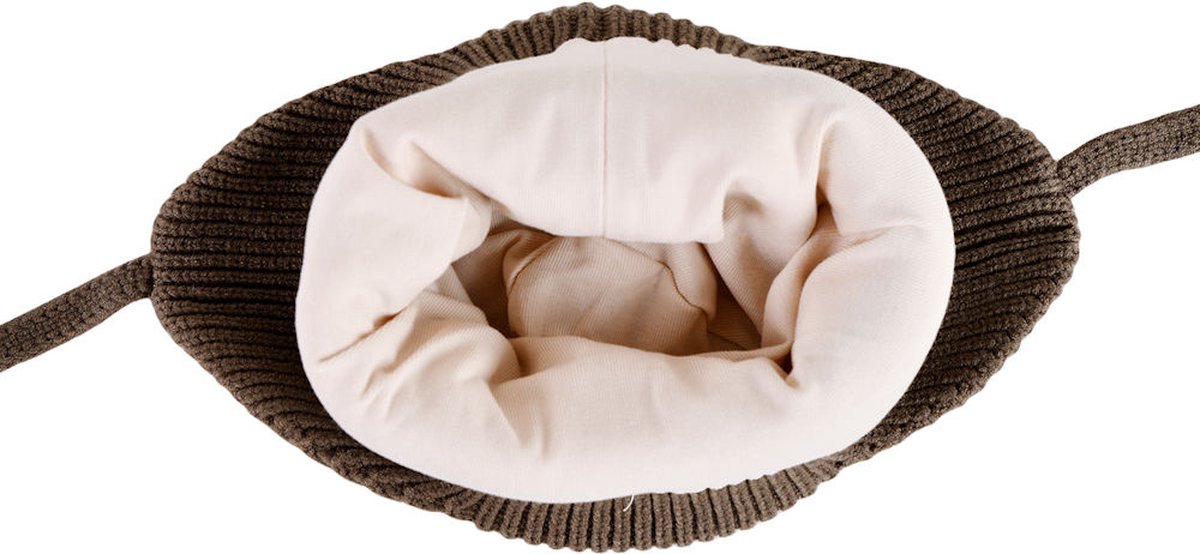 Decopatent LITTLE CAT - Muts Kind - Kinder muts met pompon - 6 Maanden t/m 6 jaar - Maat 48/52 - Kindermutsen Jongens & Meisjes - Gebreide Muts met Binnenvoering - Muts Baby / Peuter / Kleuter - Wintermuts - Kleur Donker Bruin met gekleurde Strepen — cadeau in Mode & Accessoires - foto 3