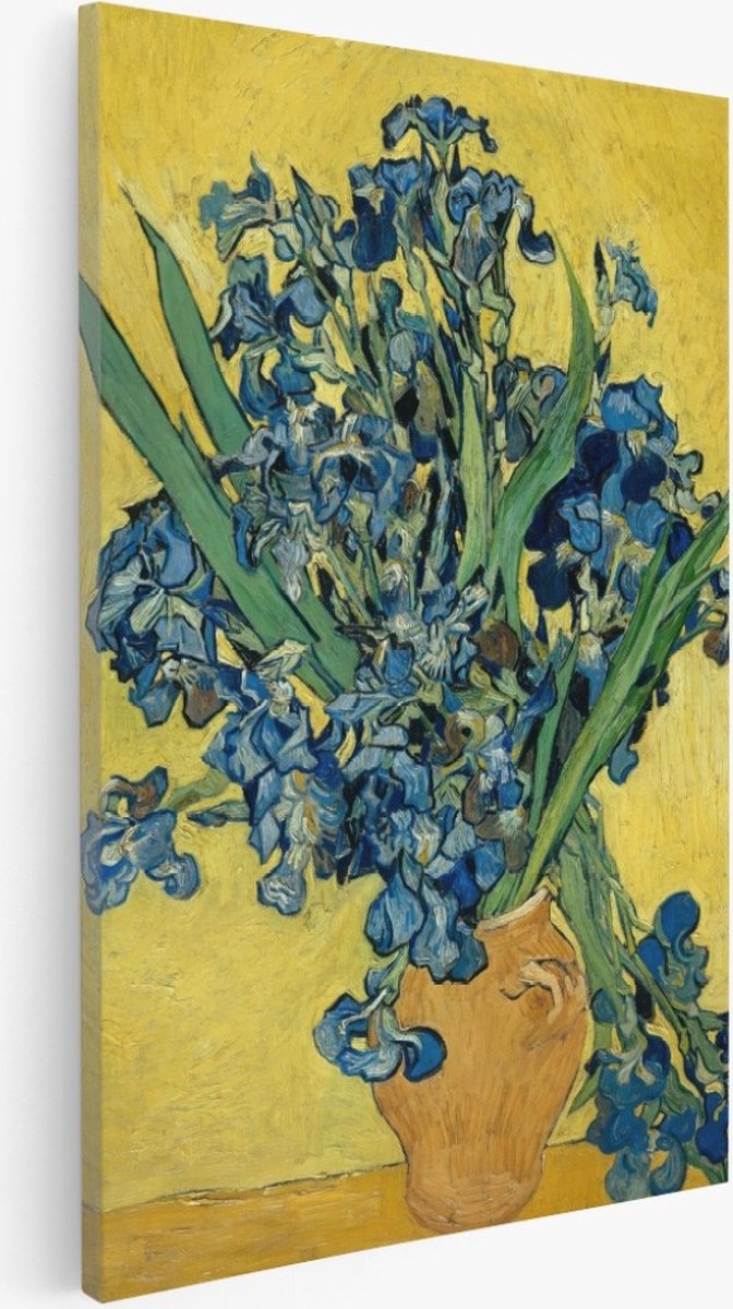 Saammp Canvas Schilderij - Vincent Van Gogh - Irissen - Abstract - Kunst- 60x90 - Foto op canvas - Wanddecoratie - Muurdecoratie Woonkamer - Slaapkamer decoratie - Canvas Print Multicolor