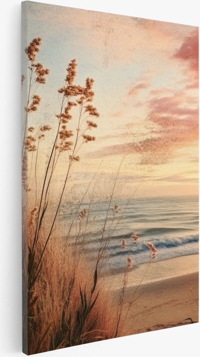 Saammp Canvas Schilderij - Vuurtoren - strand - Zee - 80x120 - Foto op canvas - Wanddecoratie - muurdecoratie Woonkamer - Slaapkamer decoratie - Canvas Print Multicolor