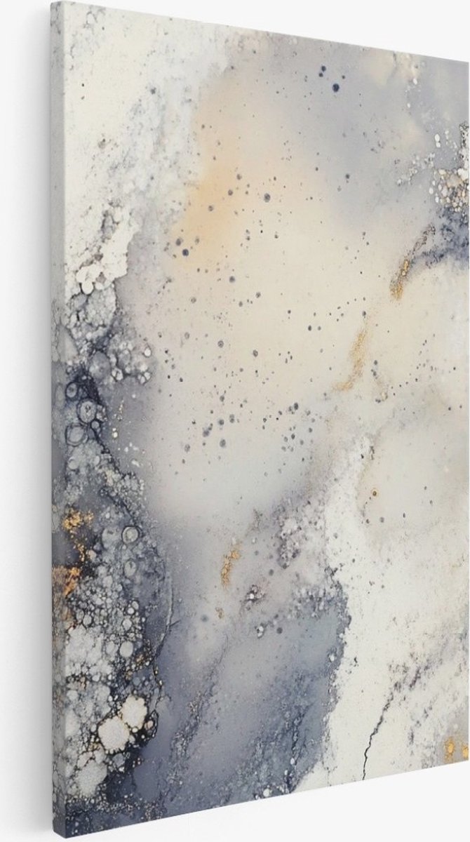 Saammp Canvas Schilderij - Marmer - Abstract kunstwerk - Goud - 75x100 - Foto op canvas - Wanddecoratie - Muurdecoratie Woonkamer - Slaapkamer decoratie - Canvas Print Multicolor