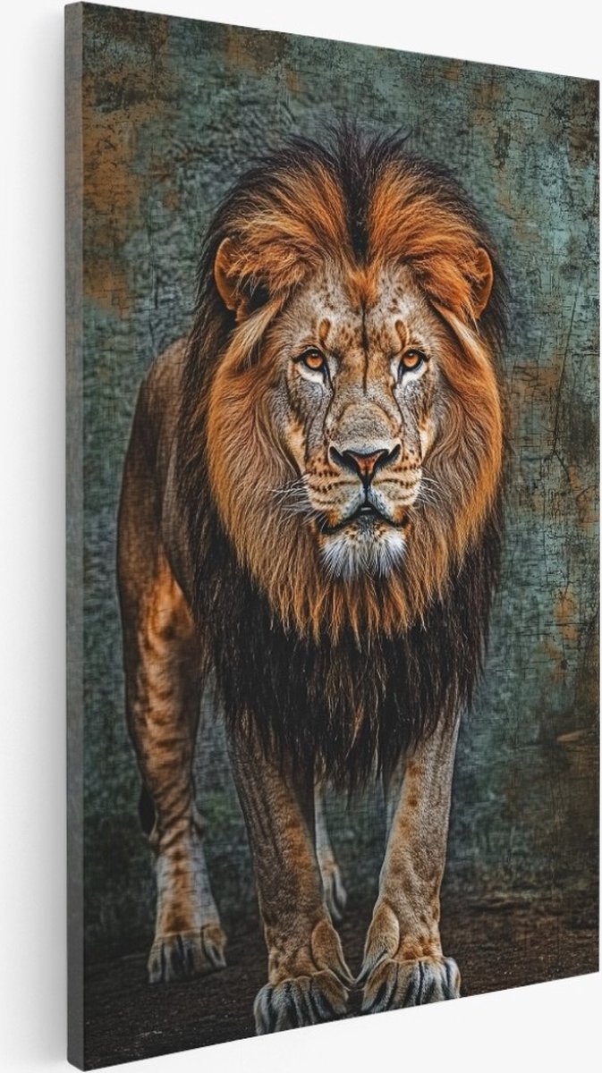 Saammp Canvas Schilderij - Leeuw - Roestachtig - Dieren - 40x60 - Foto op canvas - Wanddecoratie - Muurdecoratie Woonkamer - Slaapkamer decoratie - Canvas Print Multicolor