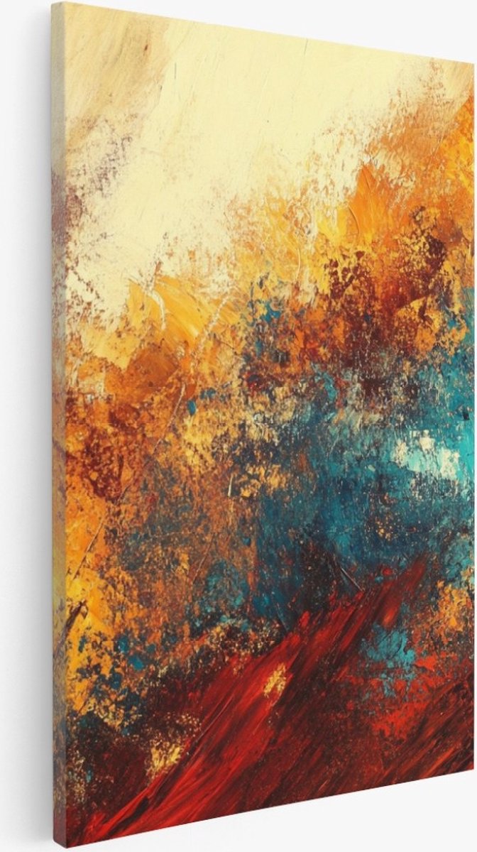 Saammp Canvas Schilderij -Kleurrijk Patroon - Abstract kunstwerk - 50x70 - Foto op canvas - Wanddecoratie - Muurdecoratie Woonkamer - Slaapkamer decoratie - Canvas Print Multicolor