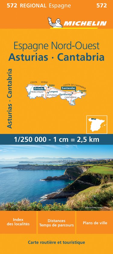 Regionale kaarten Michelin - Michelin Wegenkaart 572 Spanje Noordwest - Asturias, Cantabria