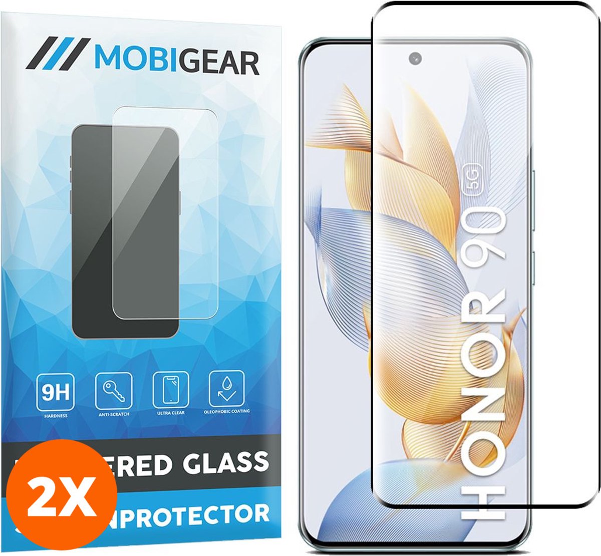 Mobigear Screenprotector geschikt voor Honor 90 Glazen | Mobigear Premium Screenprotector - Case Friendly (2-Pack)