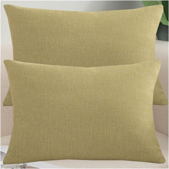 Set Van 4 Waterdichte Buitenkussenhoezen 60x60cm - Vierkante Linnen Kussenslopen Met Bladmotief
