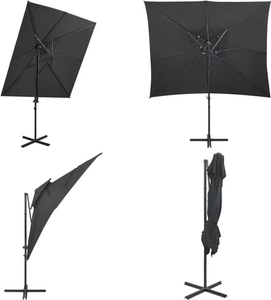 vidaXL Parasol flottant avec double toit 250x250 cm Anthracite - Parasol flottant - Parasols flottants - Parasol - Parasols
