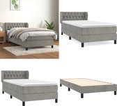 vidaXL Boxspring avec matelas Velours Gris clair 90x200 cm - Boxspring - Sommiers - Lit - Meubles de couchage