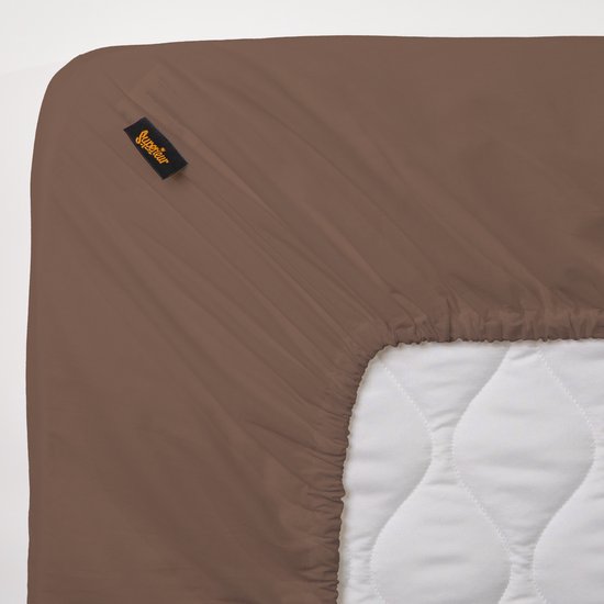 Hoeslaken Supérieur - 200x220 cm - Taupe - 100% Coton