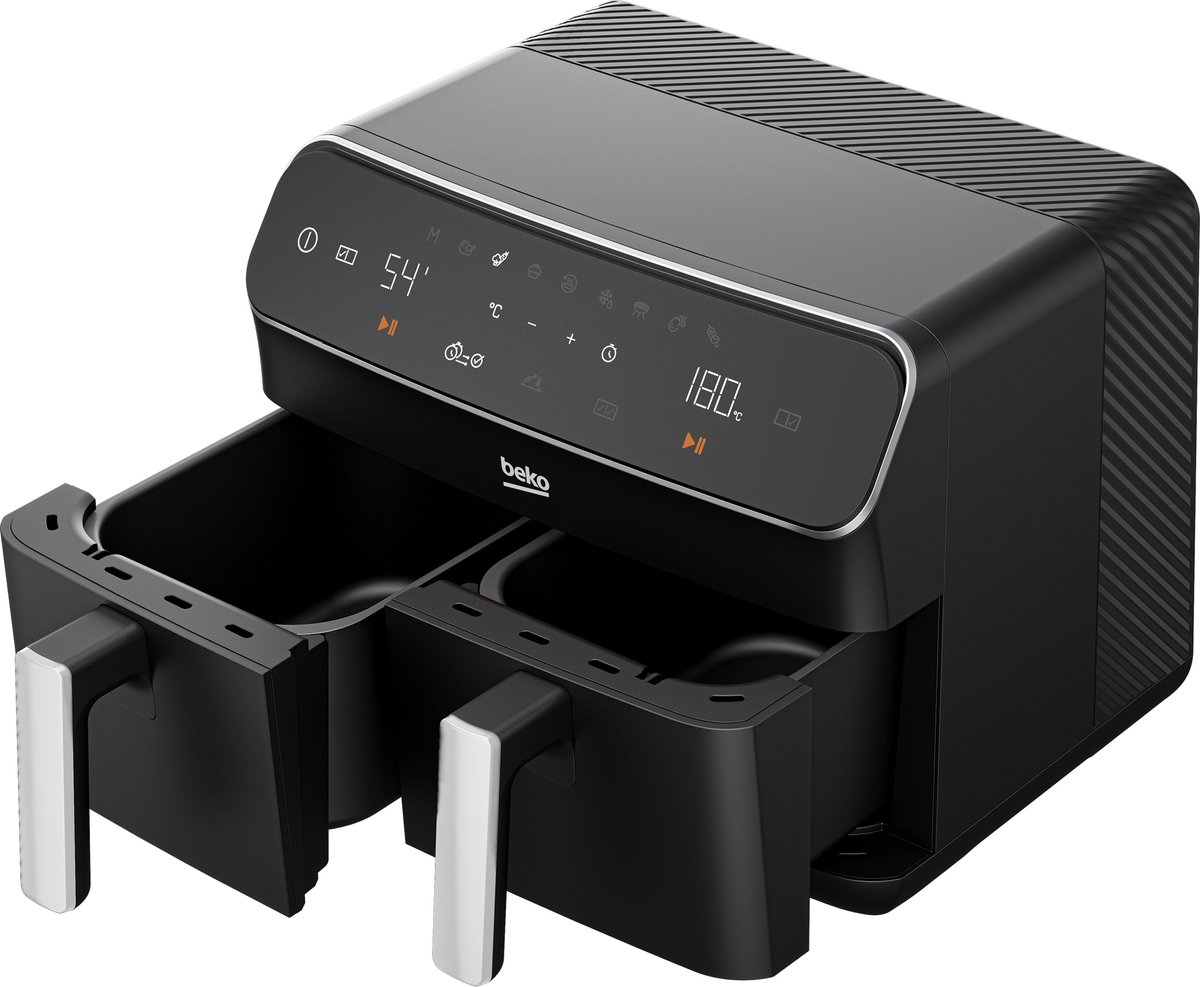 Afbeelding 3 van Multifunctionele heteluchtfriteuse - BEKO - FRL5388B - 2400 W - 8,5 L voor 2 kg friet - 2 tanks (2x 4,5 L) - Zwart