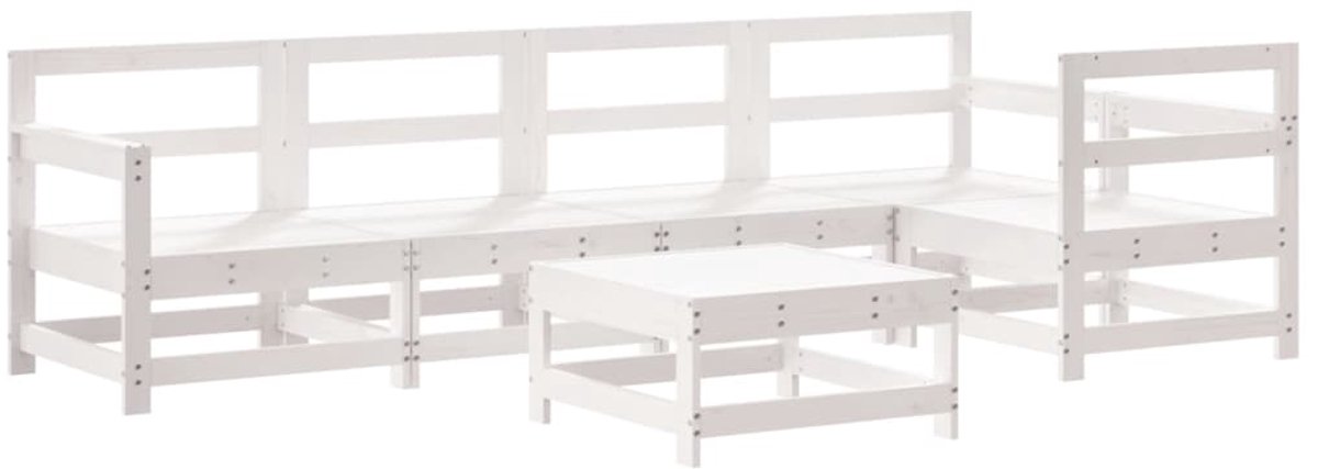 Loungeset van massief wit grenenhout voor tuinmeubelen - The Living Store.