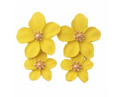 Oorbellen -Glee -geel -bloem- Charme Bijoux
