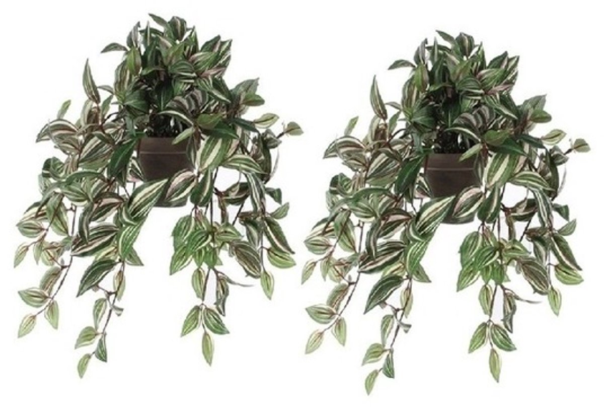 Mica Decorations Kunstplant Tradescantia vader hangplant - 2x - 45 cm - groen - Kunstplanten/nepplanten