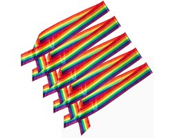 Smiffys Regenboog sjerp volwassenen - 5x - Pride parade - liefde - lhbtiqa+ - kleurrijk - polyester - 90 cm lang