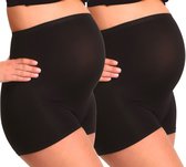 Mamsy - 2-Pack Seamless zwangerschaps Boxershort met shapewear effect - Zwart- XS/S