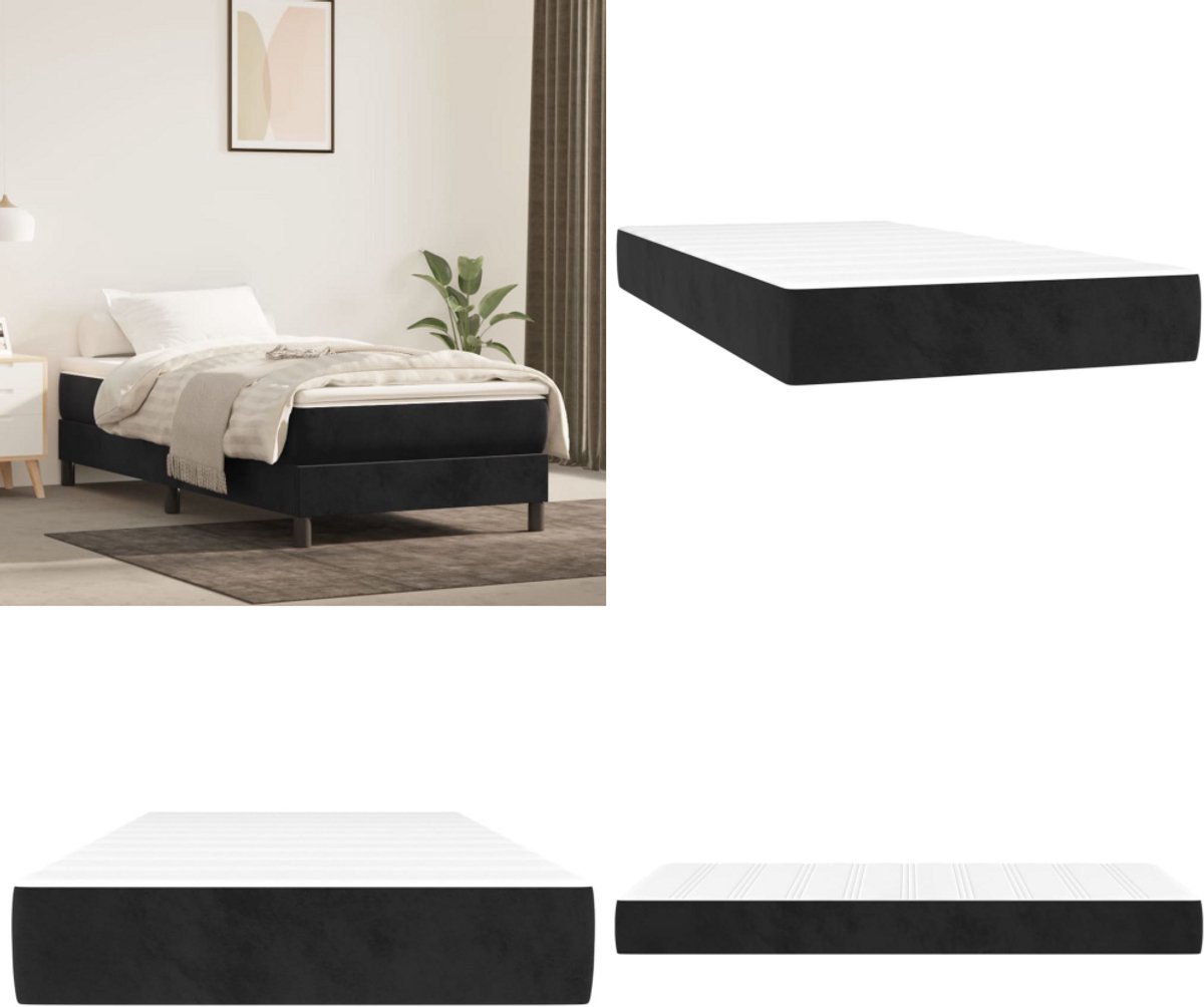 vidaXL Pocketveringmatras 90x200x20 cm fluweel zwart - Pocketveringmatras - Pocketveringmatrassen - Matras - Pocketvering Matras