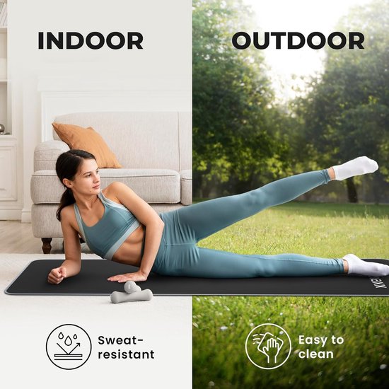 Extra Dikke Antislip Fitnessmat - 183x61cm, Zwart, Ideaal voor Yoga, Pilates en Sportworkouts van Core Balance — afbeelding 4