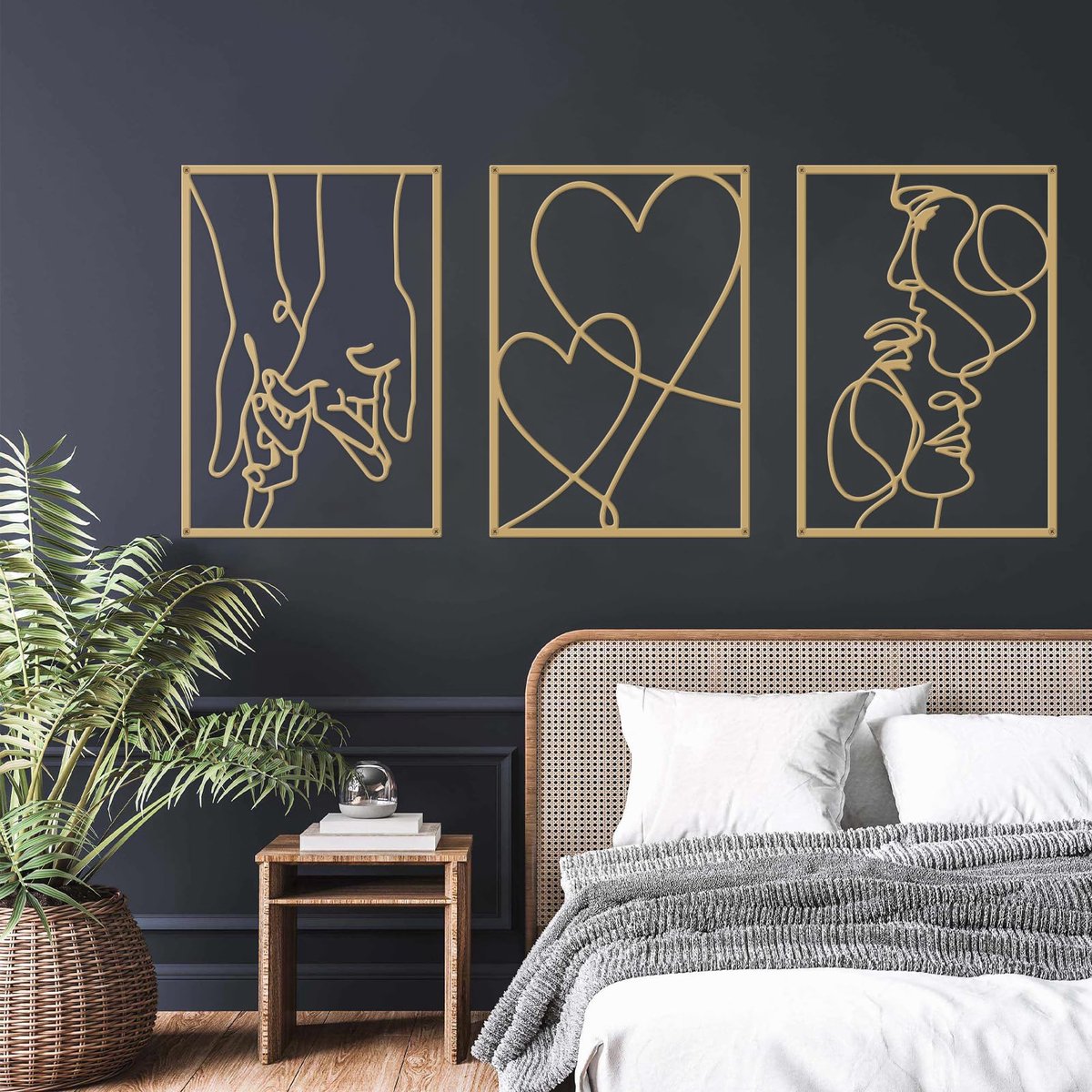 My Ninki ® Moderne Kunstzinnige Wanddecoratie Set van Drie Stuks voor Stijlvolle Interieurinrichting