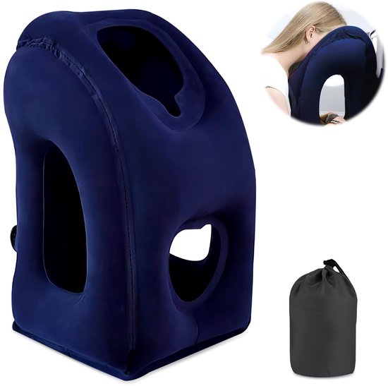 Acheter Coussin d'air gonflable en PVC, oreiller de voyage, appui-tête Portable, coussins de soutien du menton pour avion, voiture, bureau, oreillers de cou