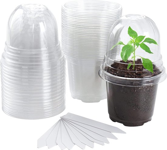KOHAND 24 stuks 250 ml plastic potten van 8 oz met zwarte deksels, doorzichtige plastic opbergpotten met brede opening, lege ronde slijmcontainers voor doe-het-zelf ambachten, kralen, glitter, eten