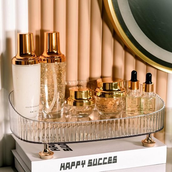 ELLDOO Plateau miroir pour parfum, maquillage, bijoux sculpté, plateau de rangement en verre et métal, plateau de rangement décoratif pour commode, salle de bain, comptoir, noir, taille moyenne ELLDOO Plateau miroir pour parfum, maquillage, bijoux sculpté, plateau de rangement en verre et métal, plateau de rangement décoratif pour commode, salle de bain, comptoir, noir, taille moyenne