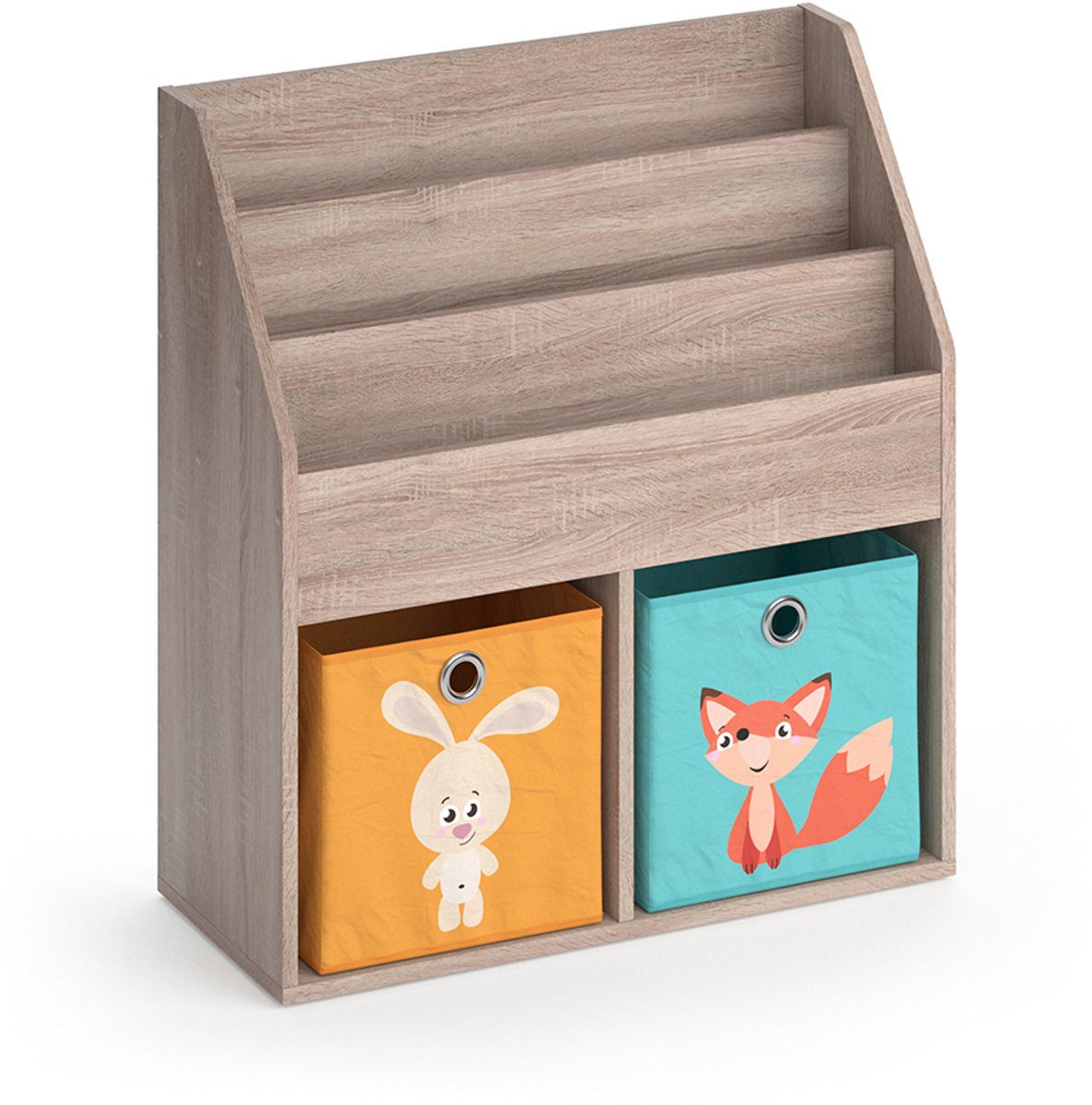 Vicco Luigi Kinderboekenkast – 72 x 79 cm met 2 vouwboxen opt.1 Sonoma