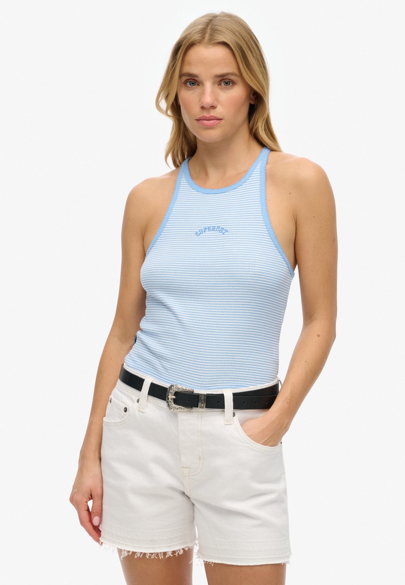 Superdry Essential Logo racerback hemdje met strepen Dames Vesten Bluebell Stripe