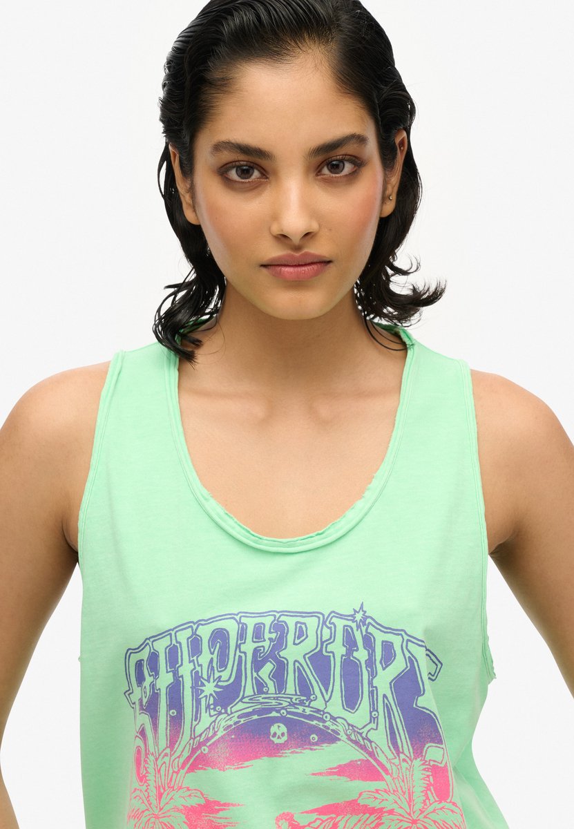 Superdry Psych Surf hemdtopje met racerback en print Dames Vesten Groen