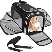 Wakytu Transportbox voor katten en honden, transporttas voor huisdieren, opvouwbare hondentransportbox, hondendraagtas, hondenbox auto, ademende hondentas, M, grijs