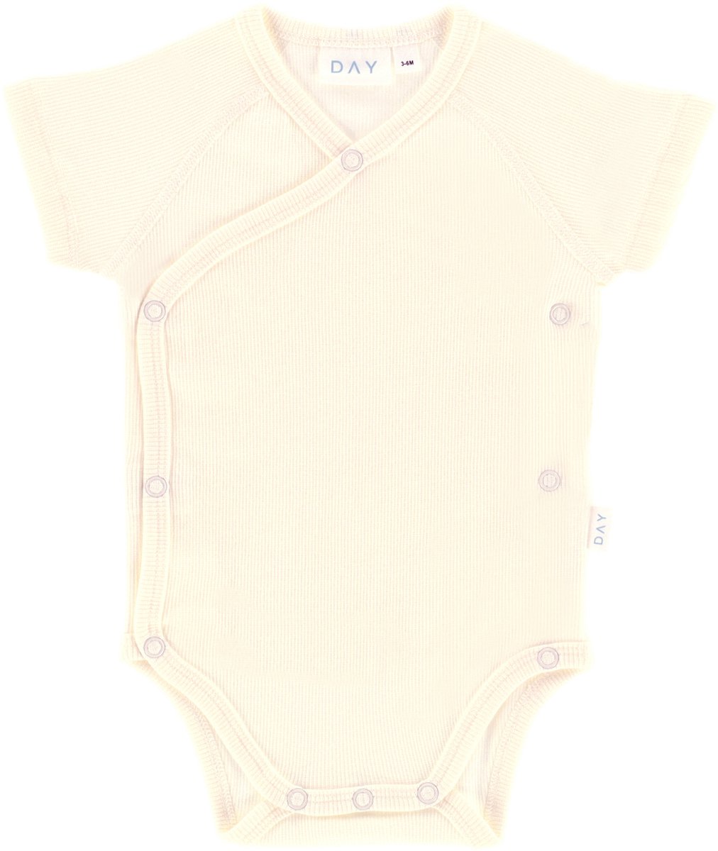 DAY Overslagromper Korte Mouw Rib - Mt. 62/68 - Cream