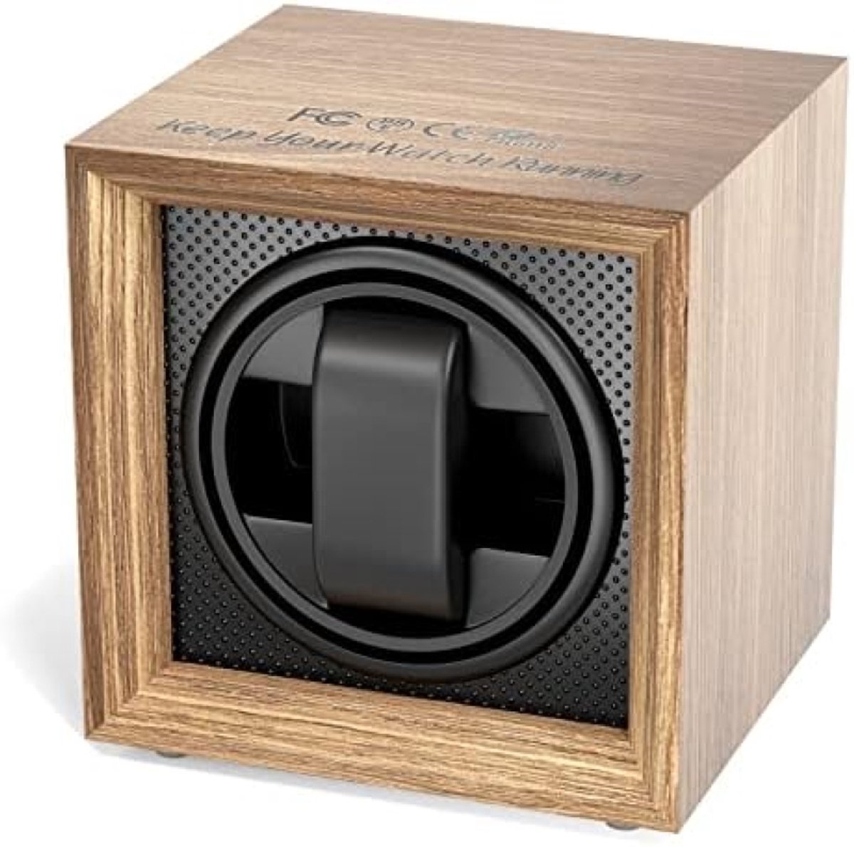 Selbro ® Horlogewinder voor automatische horloges met stille motor, vierkante walnootkleurige horlogebehuizing